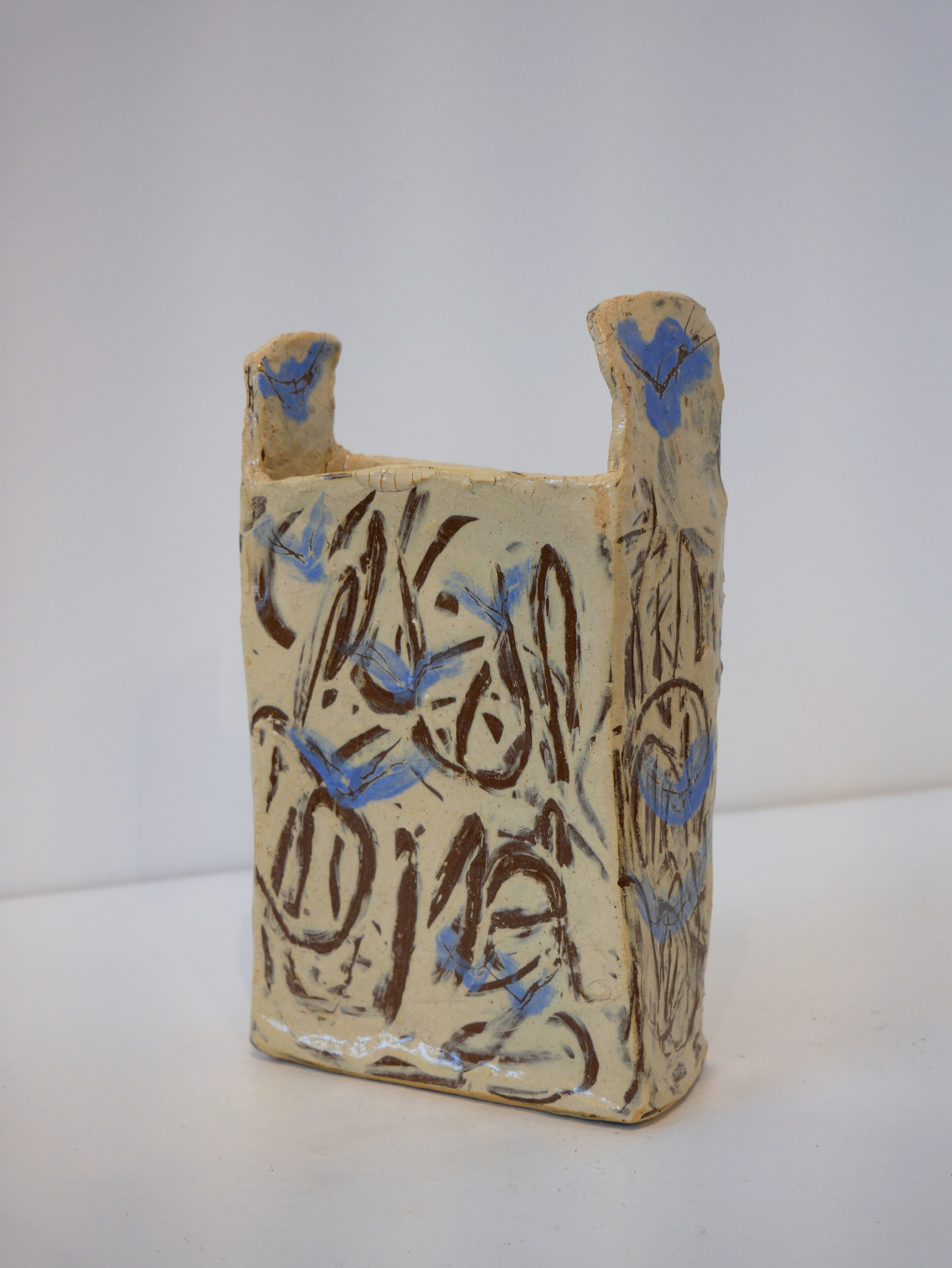 Pot with Ears and Blue Dots